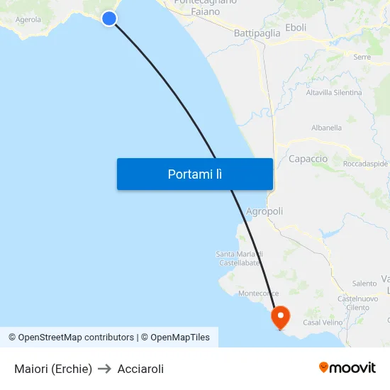 Maiori (Erchie) to Acciaroli map