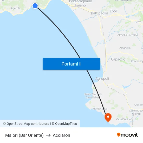Maiori (Bar Oriente) to Acciaroli map