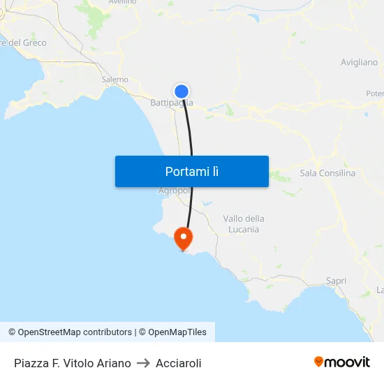 Piazza F. Vitolo Ariano to Acciaroli map