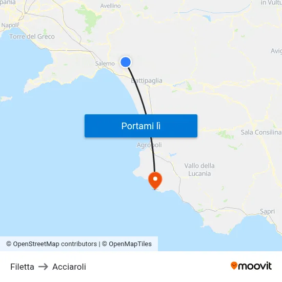 Filetta to Acciaroli map