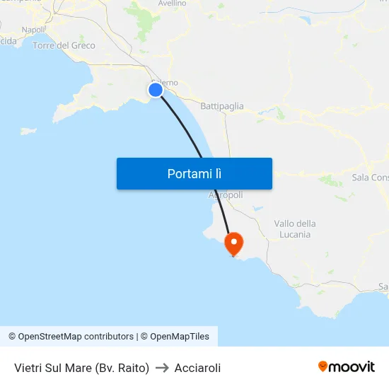 Vietri Sul Mare (Bv. Raito) to Acciaroli map