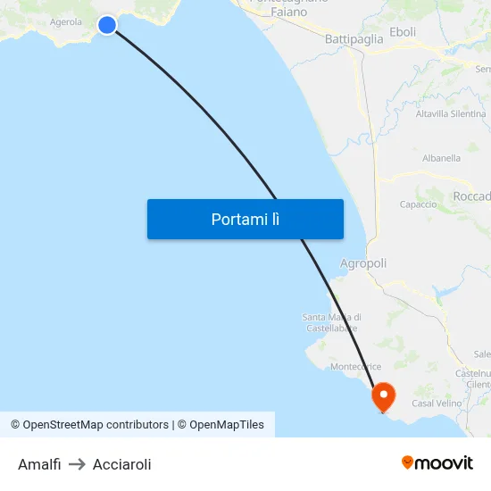 Amalfi to Acciaroli map