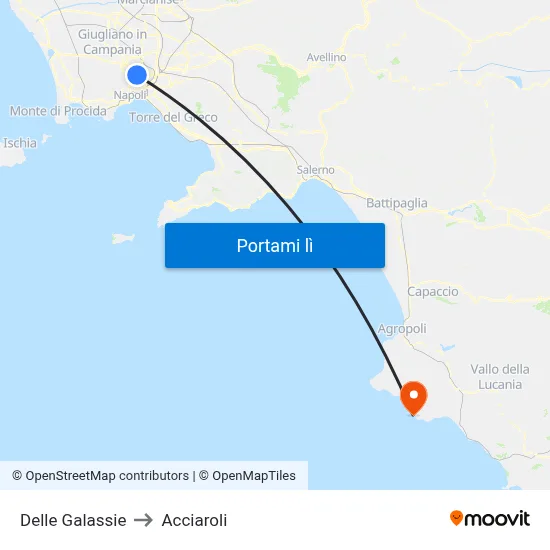 Delle Galassie to Acciaroli map