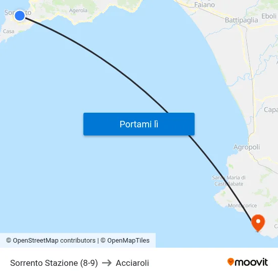 Sorrento Stazione (8-9) to Acciaroli map