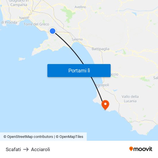 Scafati to Acciaroli map