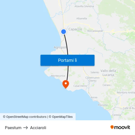 Paestum to Acciaroli map
