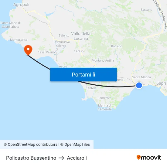 Policastro Bussentino to Acciaroli map