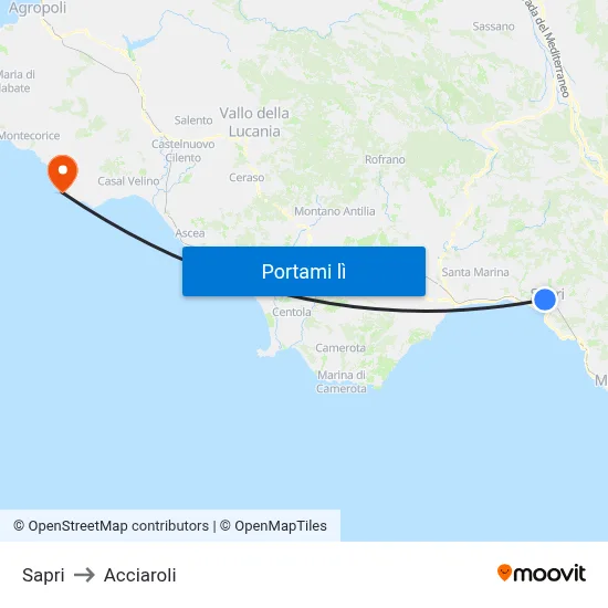 Sapri to Acciaroli map