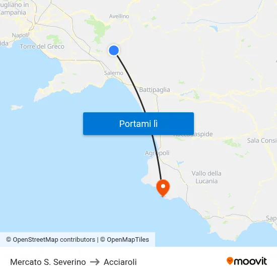 Mercato S. Severino to Acciaroli map