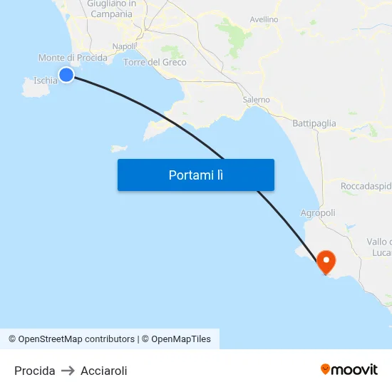 Procida to Acciaroli map