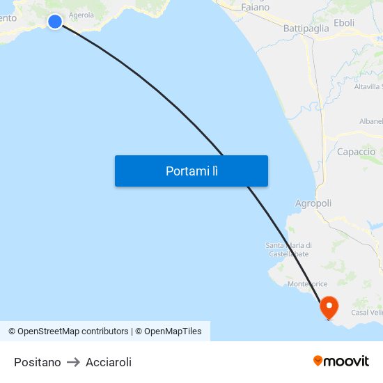 Positano to Acciaroli map