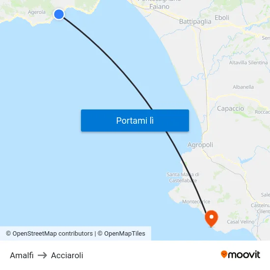Amalfi to Acciaroli map