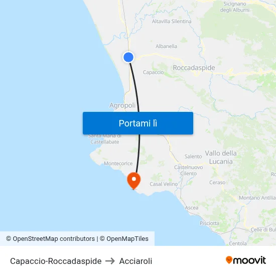 Capaccio-Roccadaspide to Acciaroli map
