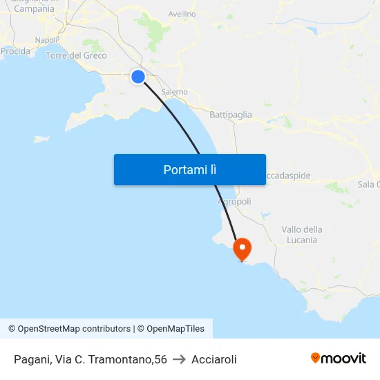 Pagani, Via C. Tramontano,56 to Acciaroli map