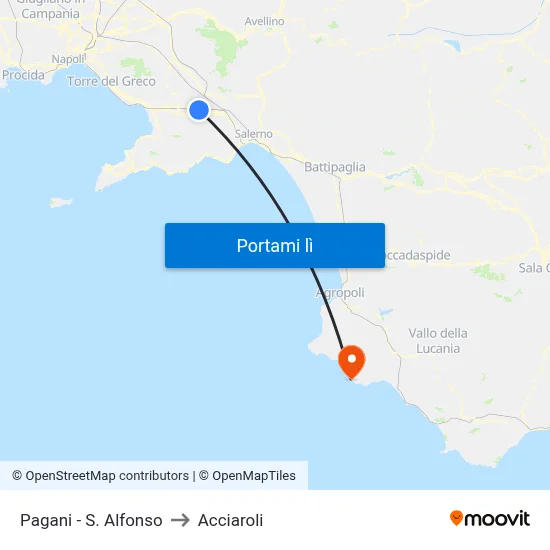 Pagani - S. Alfonso to Acciaroli map