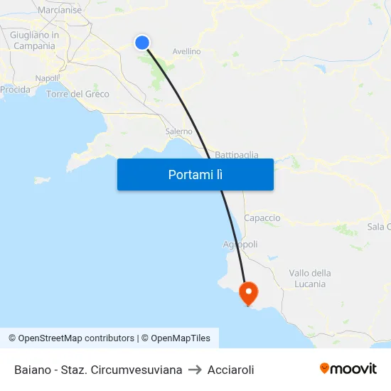 Baiano - Staz. Circumvesuviana to Acciaroli map