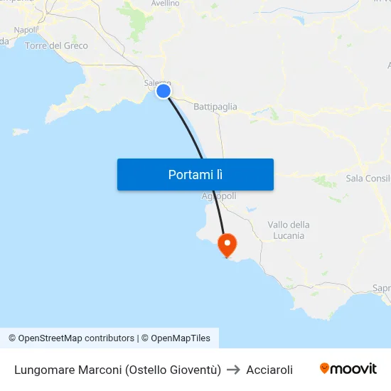 Lungomare Marconi (Ostello Gioventù) to Acciaroli map
