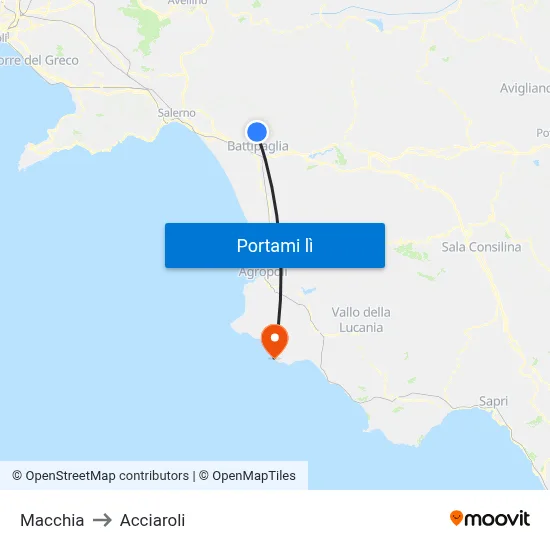 Macchia to Acciaroli map