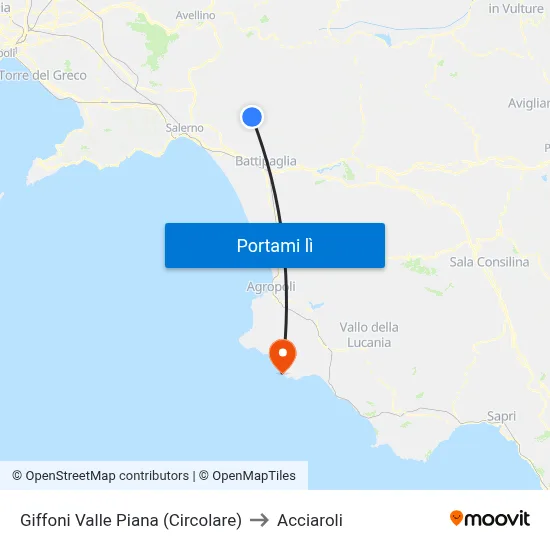 Giffoni Valle Piana (Circolare) to Acciaroli map