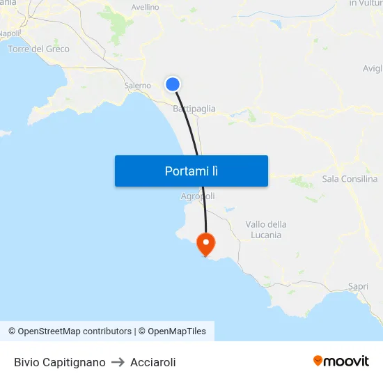 Bivio Capitignano to Acciaroli map