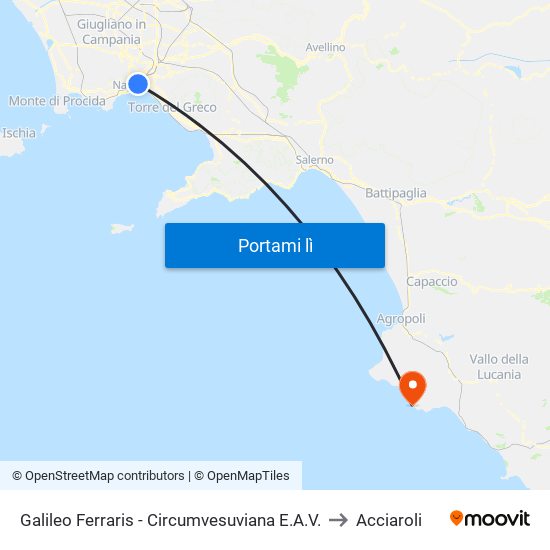 Galileo Ferraris - Circumvesuviana E.A.V. to Acciaroli map