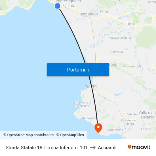 Strada Statale 18 Tirrena Inferiore, 101 to Acciaroli map