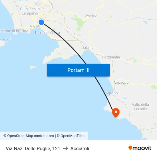 Via Naz. Delle Puglie, 121 to Acciaroli map