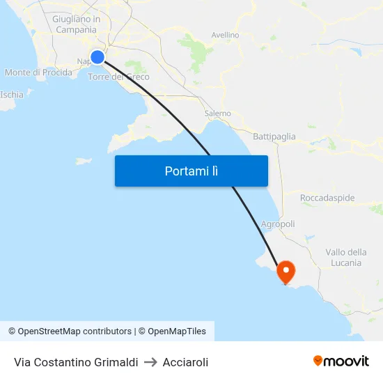 Grimaldi to Acciaroli map