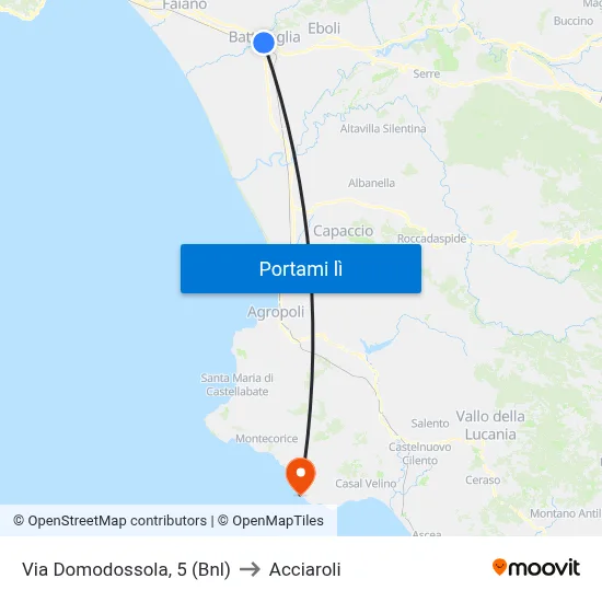 Via Domodossola, 5 (Bnl) to Acciaroli map