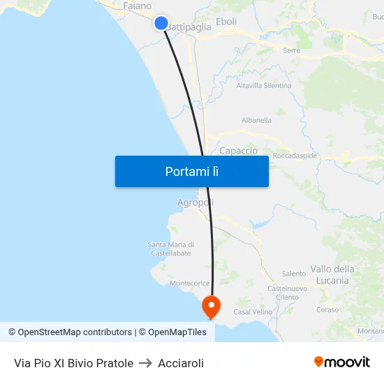 Via Pio XI Bivio Pratole to Acciaroli map