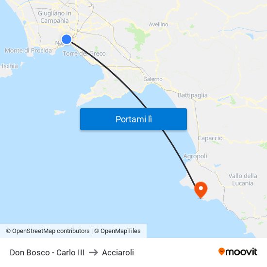 Don Bosco - Carlo III to Acciaroli map