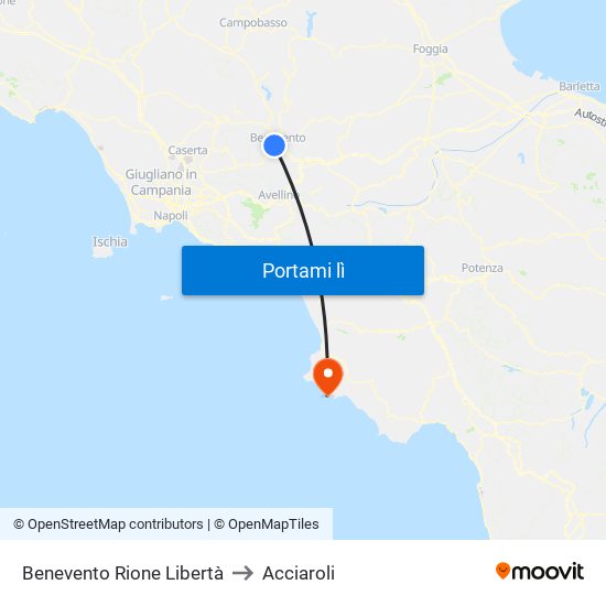 Benevento Rione Libertà to Acciaroli map