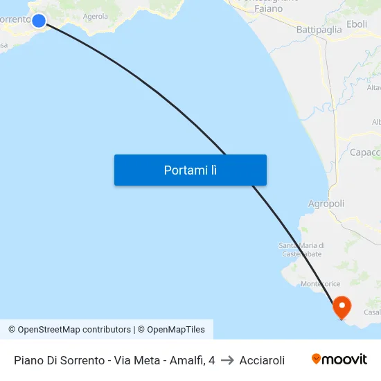 Piano Di Sorrento - Via Meta - Amalfi, 4 to Acciaroli map