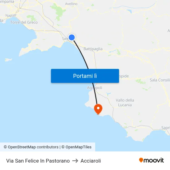 Via San Felice In Pastorano to Acciaroli map
