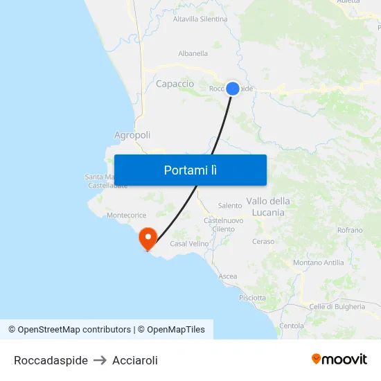 Roccadaspide to Acciaroli map