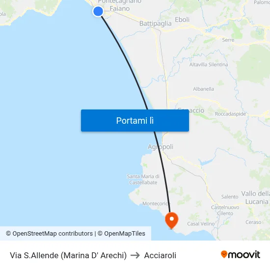 Via S.Allende (Marina D' Arechi) to Acciaroli map