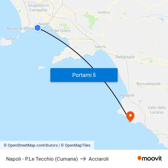 Napoli - P.Le Tecchio (Cumana) to Acciaroli map