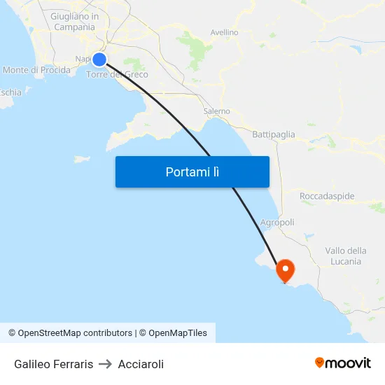 Galileo Ferraris to Acciaroli map