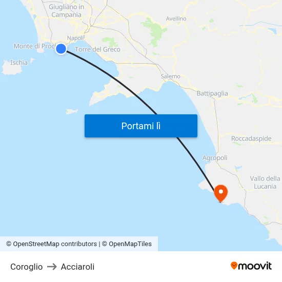 Coroglio to Acciaroli map