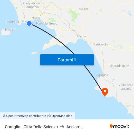 Coroglio - Città Della Scienza to Acciaroli map