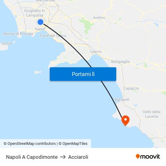 Napoli A Capodimonte to Acciaroli map