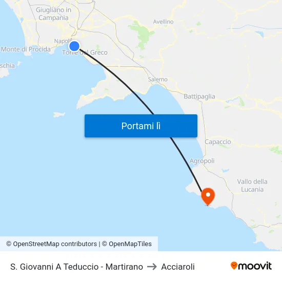 S. Giovanni A Teduccio - Martirano to Acciaroli map
