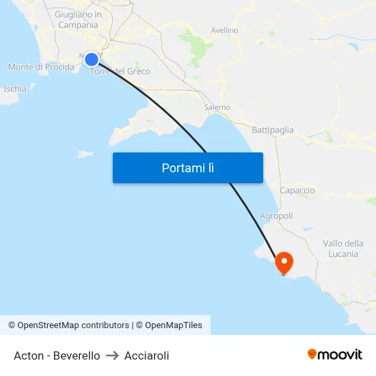 Acton - Beverello to Acciaroli map