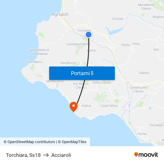 Torchiara, Ss18 to Acciaroli map