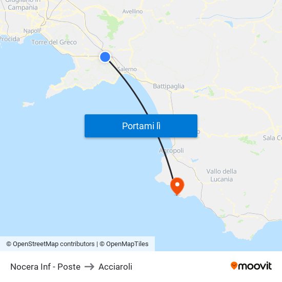 Nocera Inf - Poste to Acciaroli map