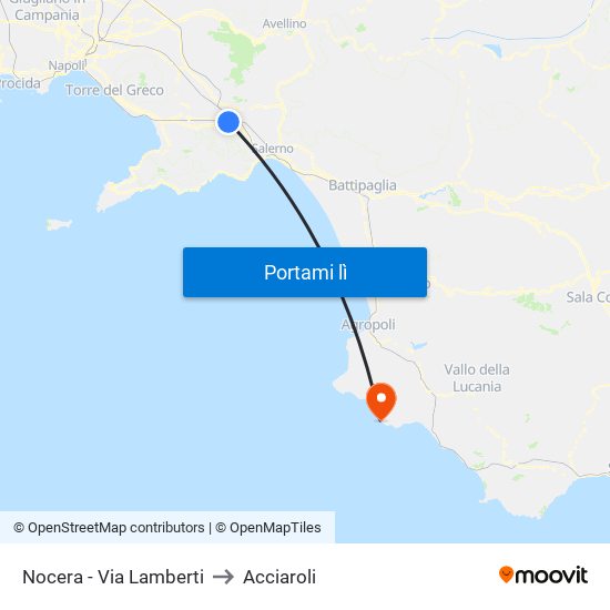 Nocera - Via Lamberti to Acciaroli map