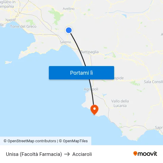 Unisa (Facoltà Farmacia) to Acciaroli map