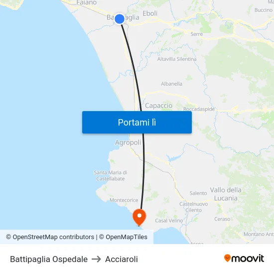 Battipaglia Ospedale to Acciaroli map