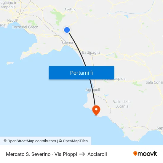 Mercato S. Severino - Via Pioppi to Acciaroli map