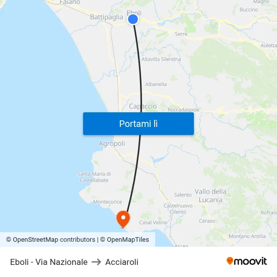 Eboli - Via Nazionale to Acciaroli map
